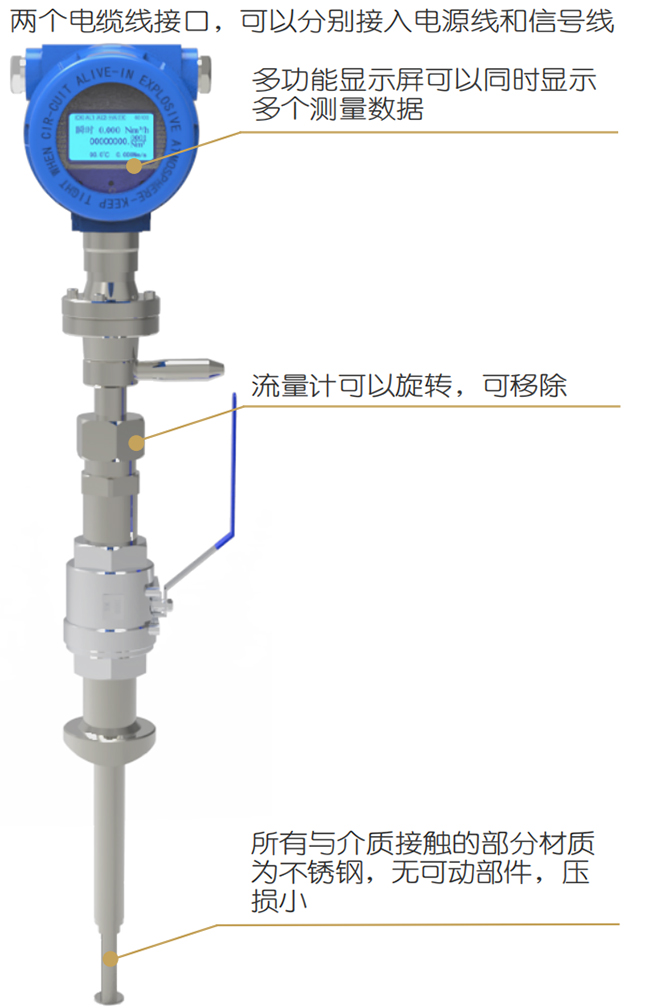 煤氣熱式氣體質量流量計結構圖